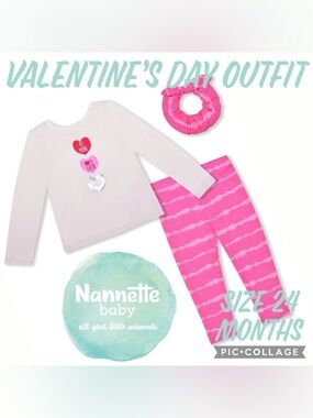 Nannette Baby Girls Valentines Day Long Sleeve Shirt Legging Set Size 24 Months